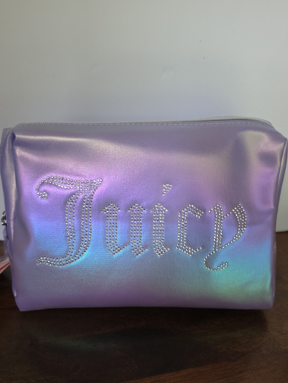 Juicy Couture Iridescent Lavender Cosmetic Bag with Crystal Logo